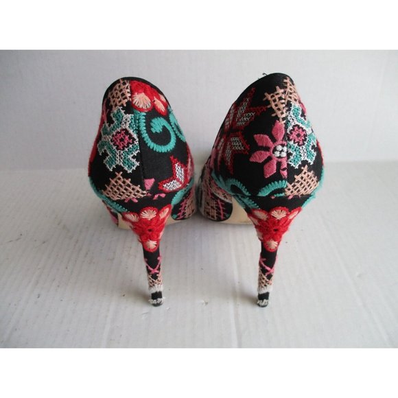 *Mix No.6 Embroidered Pump 'Dignity' Stilettos Vibrant Floral Design Pointed Toe - Picture 7 of 8